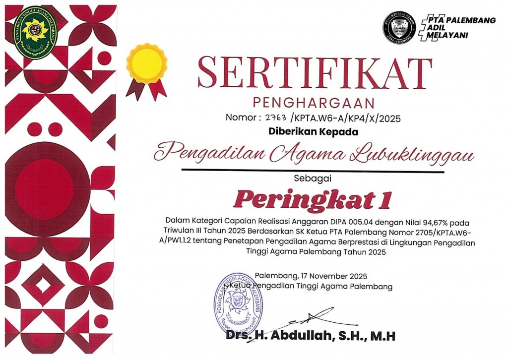 Sertifikat Penghargaan Triwulan III Pengadilan Agama Lubuk Linggau_10.jpg